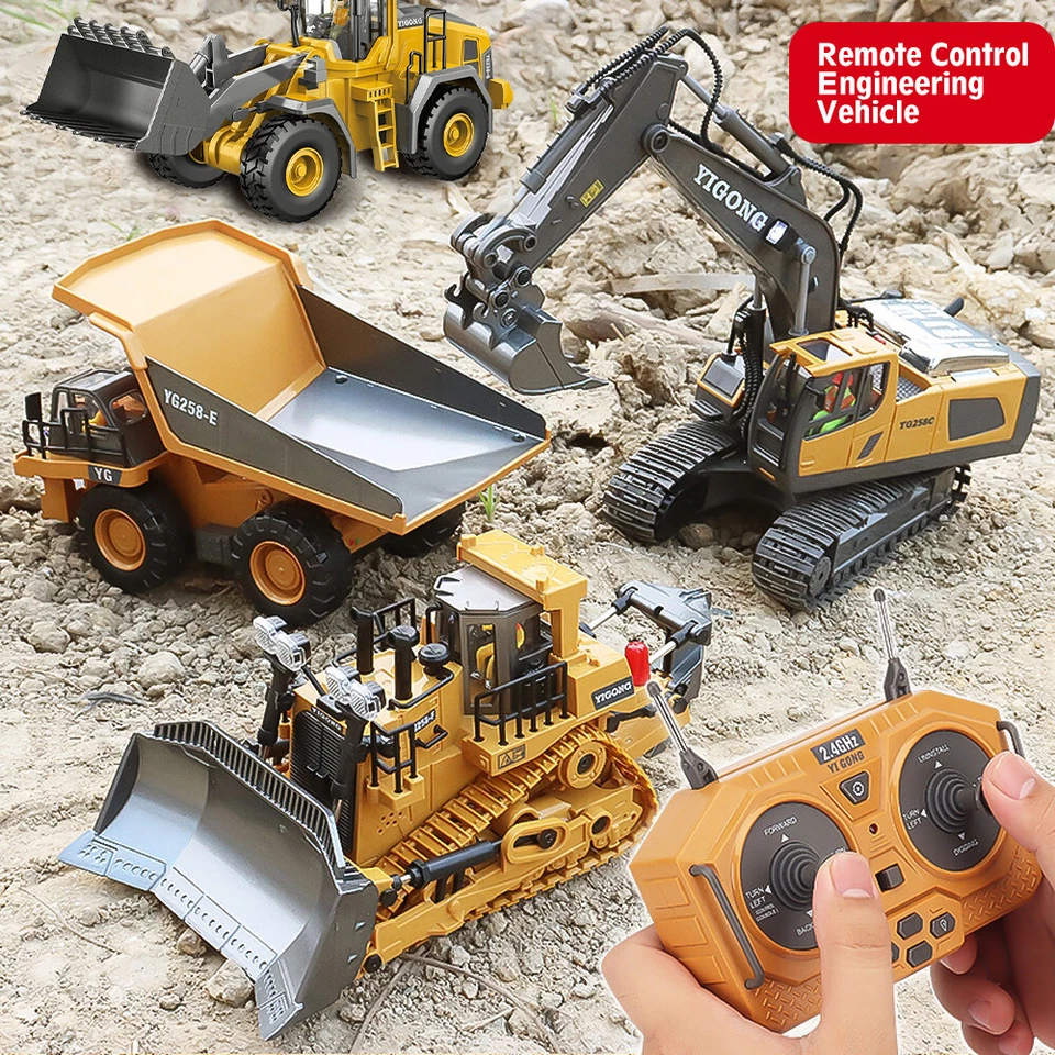 Remote Control Excavator Dump Truck Bulldozer RC Construction Truck Boys Toys - Image 3 of 4