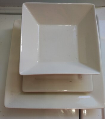 Set of Three Ten Strawberry Street Nova White Dinner Plate saucer  salad bowl