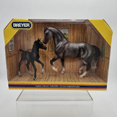 Breyer No. 62008 Grey Warmblood Horse & Foal With Box & 2007 Catalog Retired New