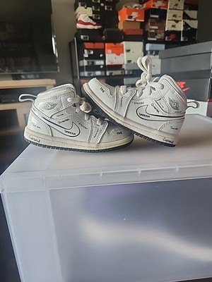 NIKE AIR JORDAN 1 MID SS (TD) ''SCHEMATIC'' WHITE-BLACK DQ1865-100 Size 6C NEW
