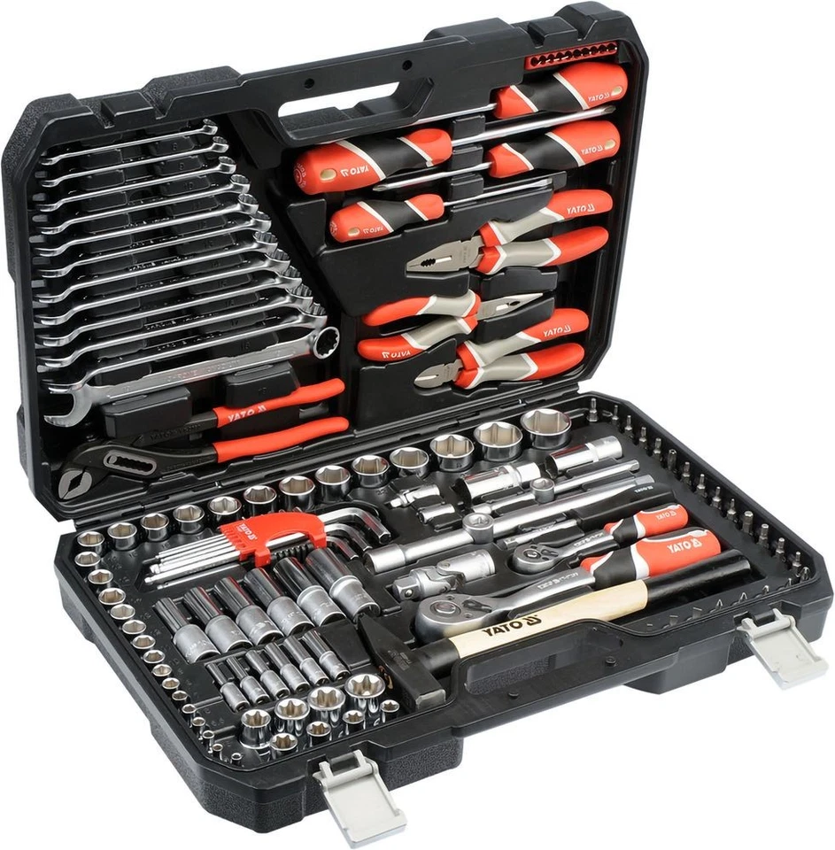 YATO Pro Jeu De Douilles Outils 122 Pcs | Clé À Cliquet 1/4″ & 1/2″ Mallette - Photo 1/4
