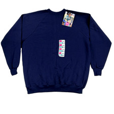 NWT VTG Womens Hanes Her Way Sweatshirt Pullover Navy Blue Size XL USA