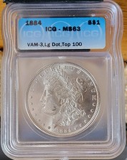 1884 P Morgan Dollar ~ VAM-3 LARGE DOT - ICG MS63 TOP 100!