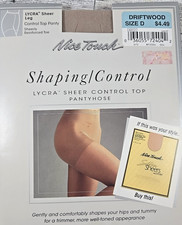 Nice Touch Shaping Control Top Pantyhose Lycra Size D Driftwood NEW Plus Size