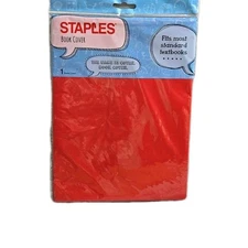 Staples Book Cover for Textbooks, Red Stretch Durable Protective Fabric Stretchy