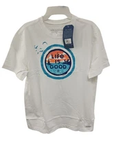 Life is Good Men's Ocean Coin Crusher Short Sleeve Tee (Small, White) NEW