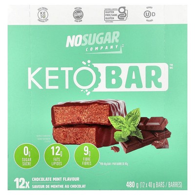 Keto Bar , Chocolate Mint, 12 Bars, 40 g Each