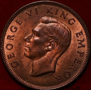 Uncirculated Red 1942 New Zealand 1/2 Penny Foreign Coin