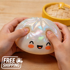 Squishy Dumpling Toy Steamed Bun Fidget Stress Ball Kawaii Sensory Toy White