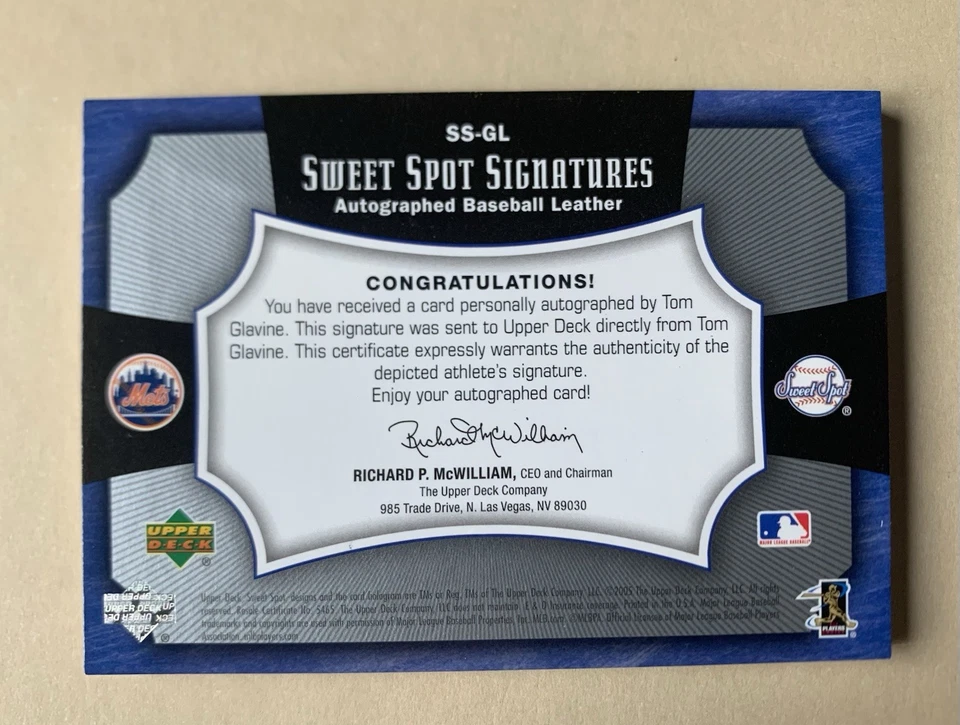 2005 Upper Deck Sweet Spot Signatures Tom Glavine Autograph #/135 - Image 2 of 2