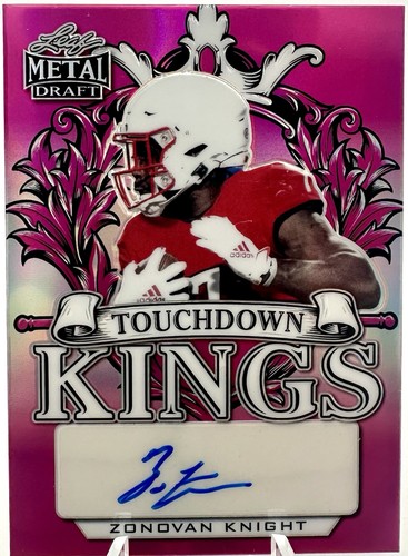 2022 Leaf Metal Draft Pink Prismatic /20 Zonovan Knight #TK-ZK1 Rookie Auto RC - Bild 1 von 2