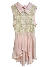 Vintage 90s Penelope Open Back Lace Chiffon Top Coquette Fairy Medium Pink