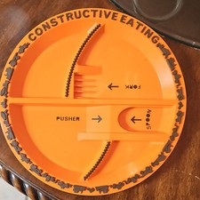Constructive Eating Orange Kids Plate 3 Compartments Construction Theme Novelty