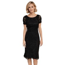 Tory Burch Dress Womens Size 2 Black Bovary Lace Mini Ruffle Silk Cocktail LBD