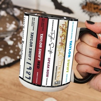 Swift Albums Cassette Collection Retro Accent Edge-to-Edge Printed Mug