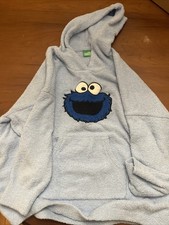 Cookie Monster Sesame Street Oversized Cozy Soft Lounge Hoodie Medium
