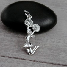 Silver Cheerleader Charm - Cheerleading Charm - Cheer Charm - Cheerleader Gift