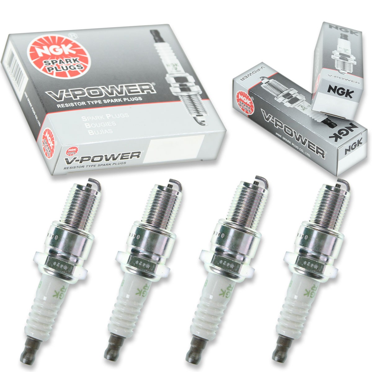 4pcs 01-02 Arctic Cat Mountain Cat 600 EFI LE NGK V-Power Spark Plugs 600cc ma
