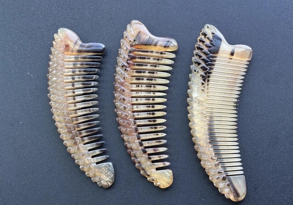 Peine de cuerno de oveja antiestático 100 % natural local de EE. UU. (diente ancho) - Gran regalo Foto 3 de 4