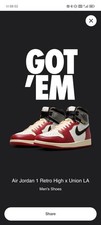Nike Air Jordan 1 Retro High x Union LA, UK Size 10.5- Brand New