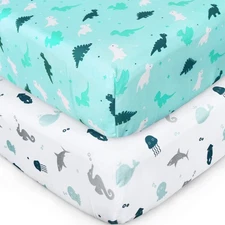 Crib Sheets for Boys or Girls 2-Pack, Fitted Sheet 52 x 28 Standard