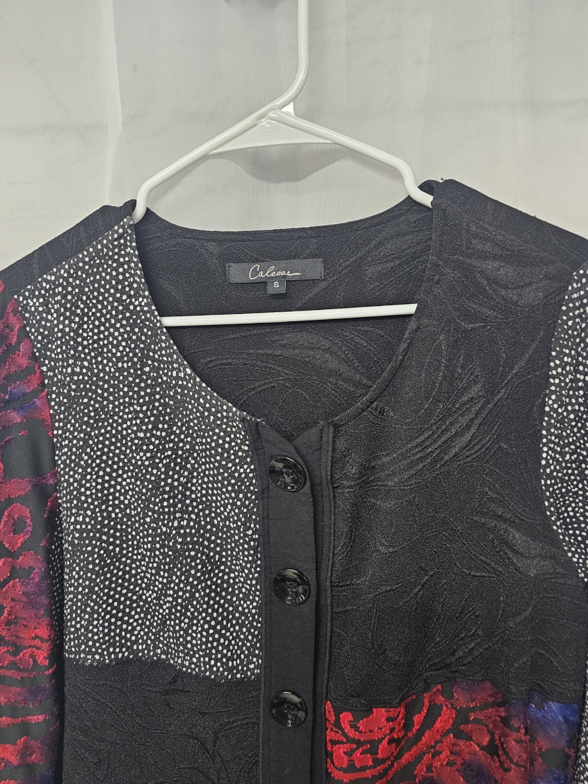 Calessa Jacket Black Patchwork Red Multimedia Art… - image 3