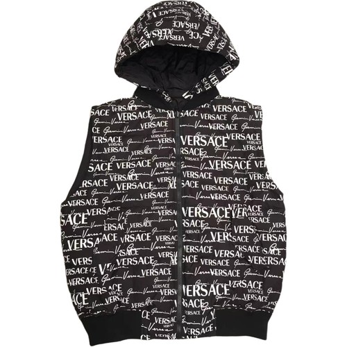 VERSACE Vests Men's Black Hooded Non Detachable Moderate Nipped In Waist