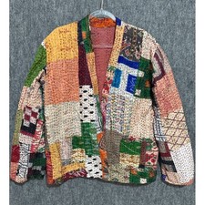Kantha Quilt Patchwork Jacket Boho Open Front...