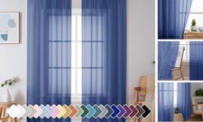 Sheer Curtains 84 Inches Long 2 Panels, 42"W x 84"L Pack of 2 Royal Blue