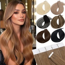 Double Drawn Invisible Tape in Skin Weft Remy Real Human Hair Extensions THICK