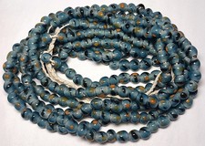 Bead Strands, Set of 5, Glass Lamp Work, Teal, 8 mm, 60 Pcs Each, 2.5 mm Holes