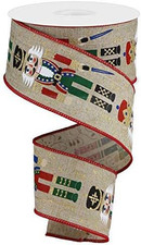 2.5" Nutcrackers Royal Ribbon: Natural 10 Yards Christmas Craft Floral Arrange