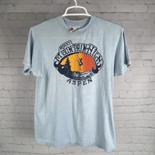 Vtg Rocky Mountain High T Shirt Med 80s Aspen CO Blue USA Made Single Stitch