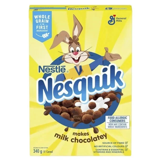 4 x Nesquik Chocolate Breakfast Cereal, Whole Grains 340g / 11.9 oz Canada FRESH
