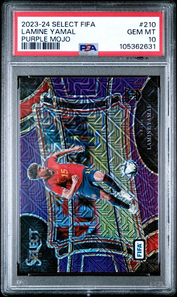 Panini Select FIFA 2023-24 Lamine Yamal Field Level #210 Purple Mojo RC PSA 10 - Bild 1 von 2