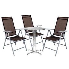 Mojawo® Set da bistrot 4 pezzi set da bistrot set da balcone grigio argento/marrone cioccolato
