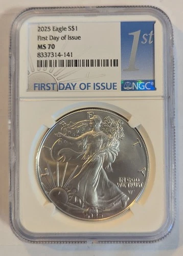 2025 (W) $1 American 1 oz Silver Eagle NGC MS70 First Day of Issue FDOI