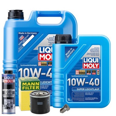 Motoröl 10W40 LIQUI MOLY 6L+MANN Ölfilter+Spülung+Ölablassschraube