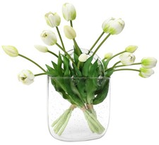 Artificial Latex Tulips Flowers 15 PCS Real Touch White Home Garden Wedding