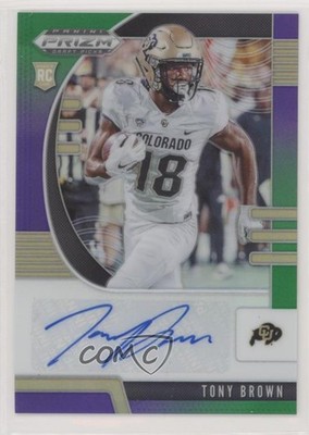 2020 Panini Prizm Draft Picks Rookies Purple & Green 92/199 Tony Brown Auto 03df