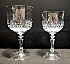 Vtg 1980s Schott Zwiesel Germany Cut Crystal Wine Glass and Water Goblet Desiree