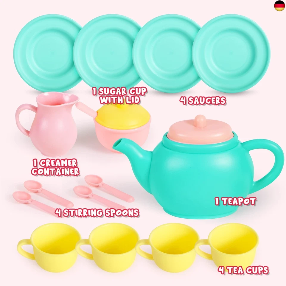 JOYIN Teeservice Kinder Set,Spielküche Zubehör,Tee Set Teeparty Kinderküche Ki - Bild 2 von 4