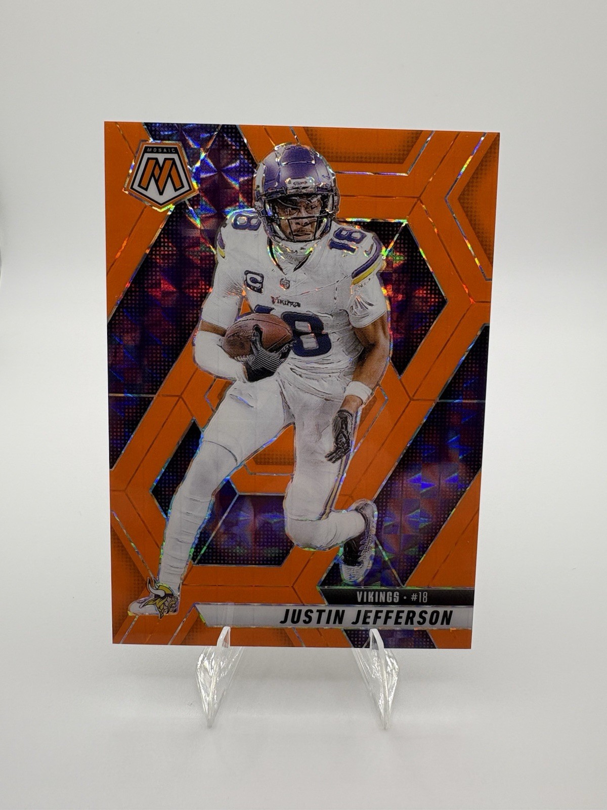 2025 Panini Mosaic Justin Jefferson #19 Orange Fluorescent /25 