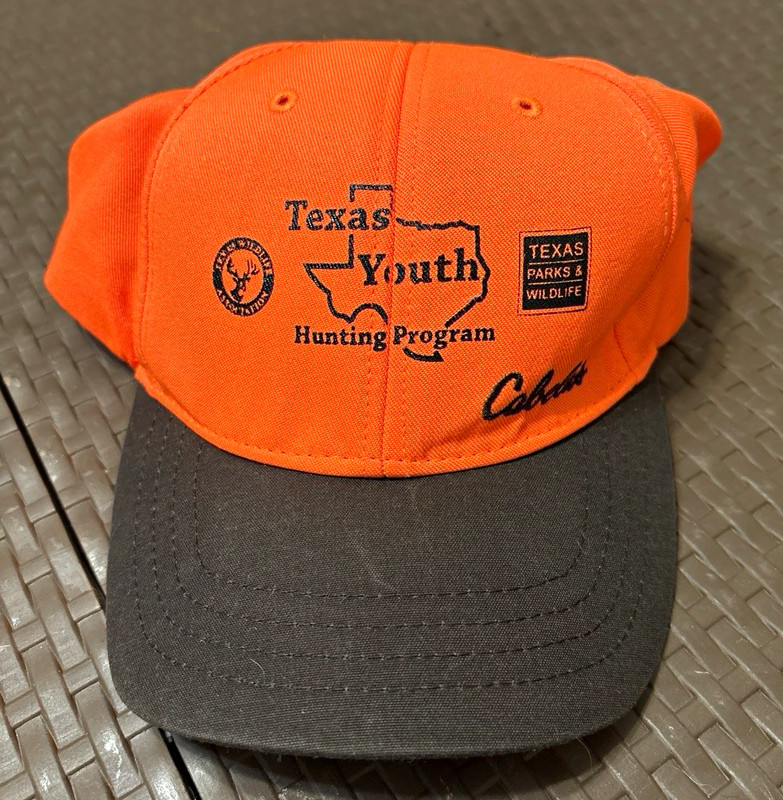 Cabela's Youth Adjustable Ball Cap Hat Size 7-10 Orange/Black Poly/Cotton