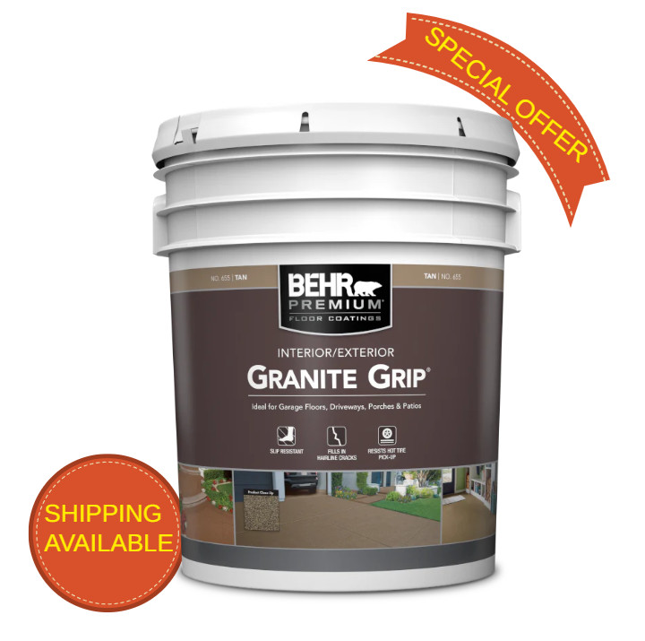 BEHR Premium Granite Grip Interior/Exterior Concrete Paint, Gray - 5 gal