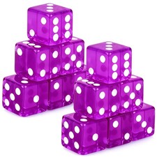 Abilat 12 Pieces 19mm Casino Dice Set Acrylic Translucent 6 19Mm, Purple