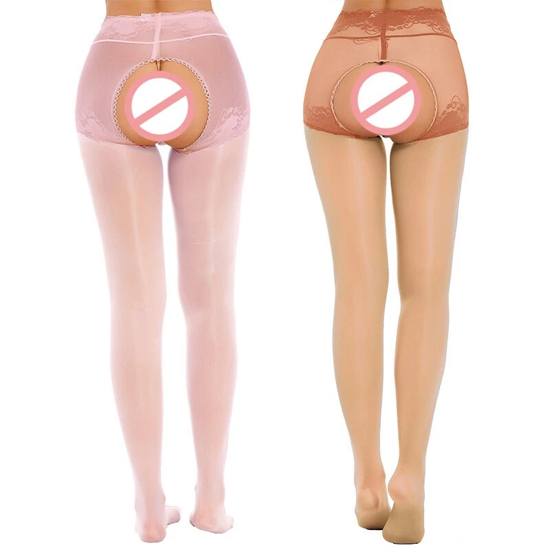 Meia-calça feminina lingerie esportiva elástica sem virilha brilhante óleo - Imagem 4 de 4