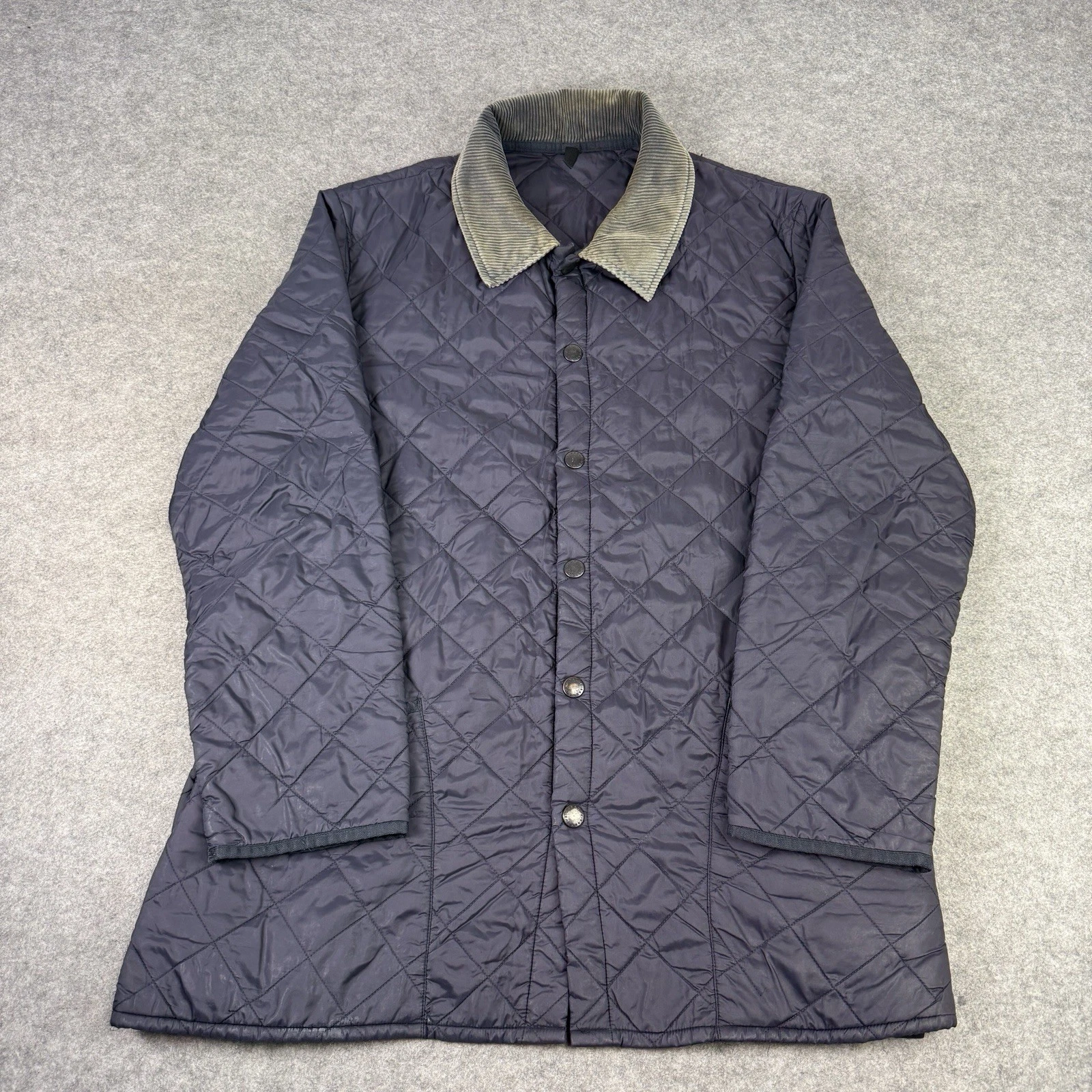 Barbour Jacket Mens Large Navy Liddesdale Quilted Lightweight Outdoor Country