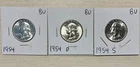 1954 P D S Silver Washington Quarter Set, All Brilliant Uncirculated
