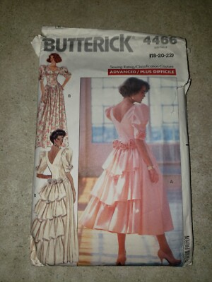 Vtg Butterick 4464 Ladies' Formal Dress Patterns,Sizes 18-22,Flaws,Estate Find 